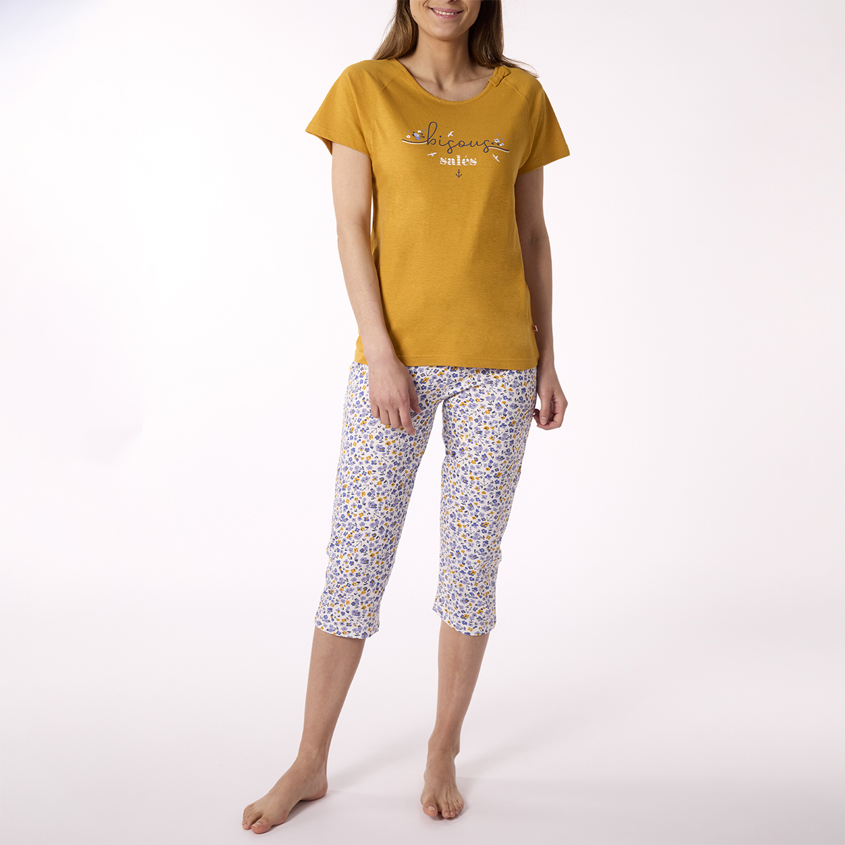 Pyjama court Femme AZUR Jaune