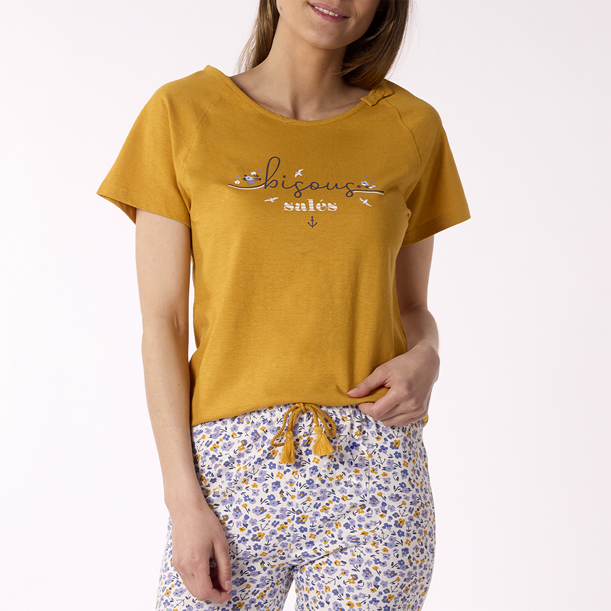 Pyjama court Femme AZUR Jaune