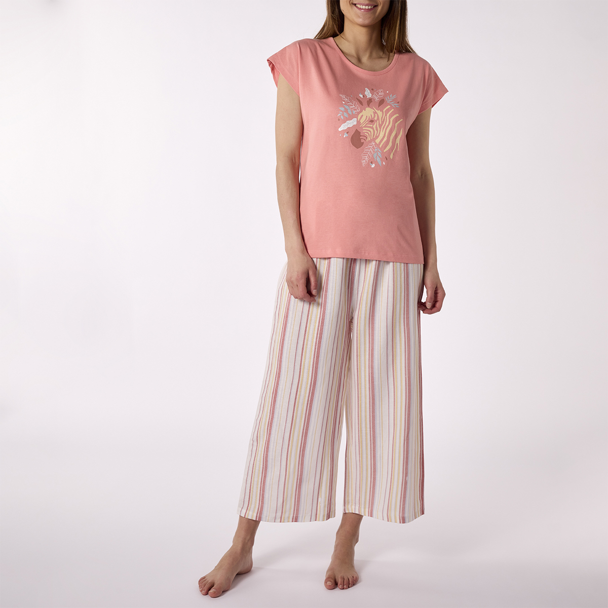 Pyjama court Femme SAVANE Corail rayé