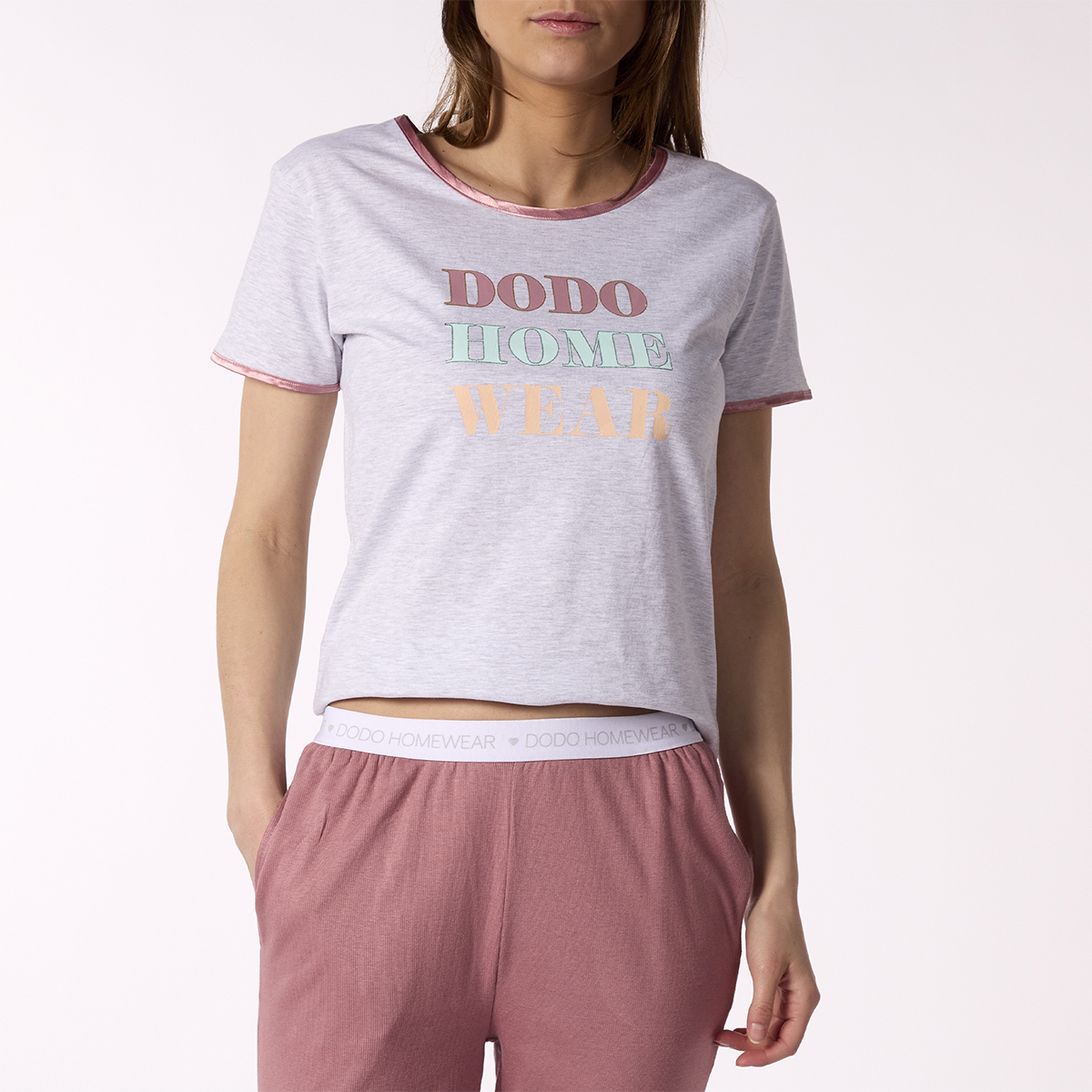 Pyjama court Femme SIMPLICITE Gris/Rose