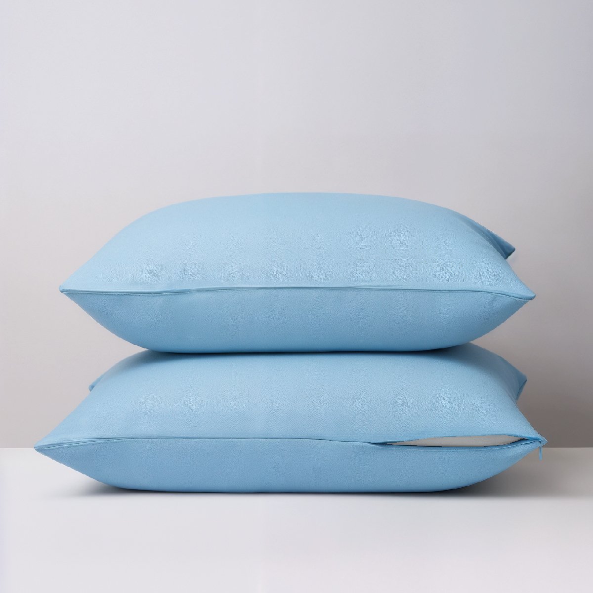 Lot de 2 Taies d’oreiller 2 en 1 - Alèse absorbante intégrée - Coloris Givre