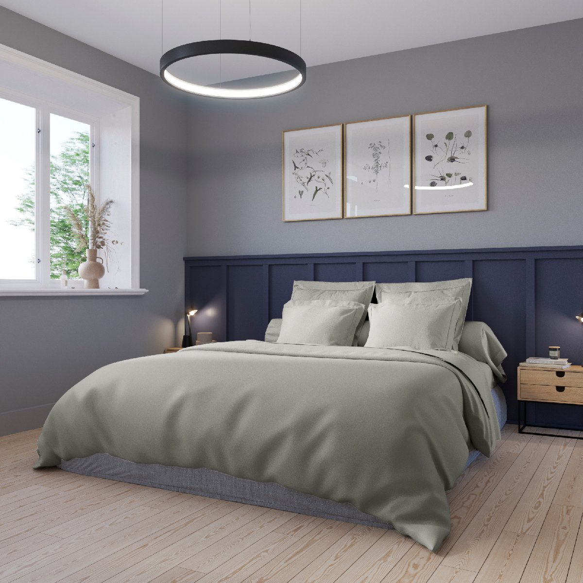 Housse de couette Harmonie Satin de coton coloris Gris