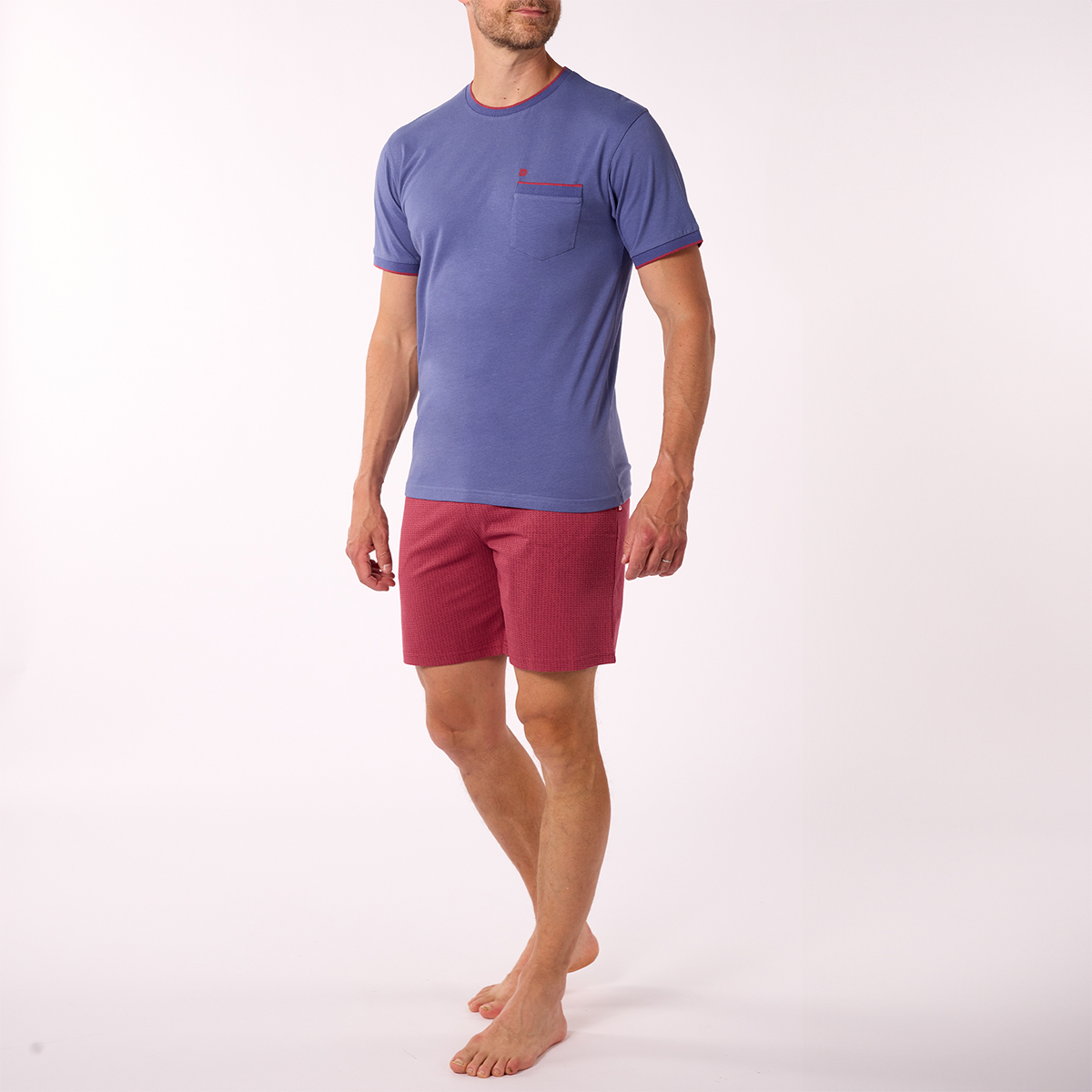 Pyjashort Homme BOHO Marine/rouge