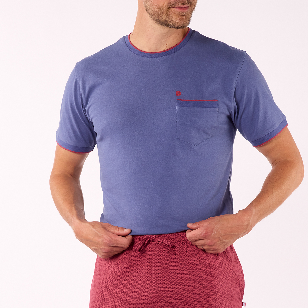 Pyjashort Homme BOHO Marine/rouge