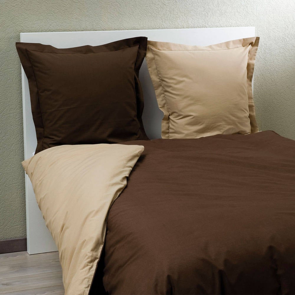 Housse de couette bicolore coloris cuir/dune