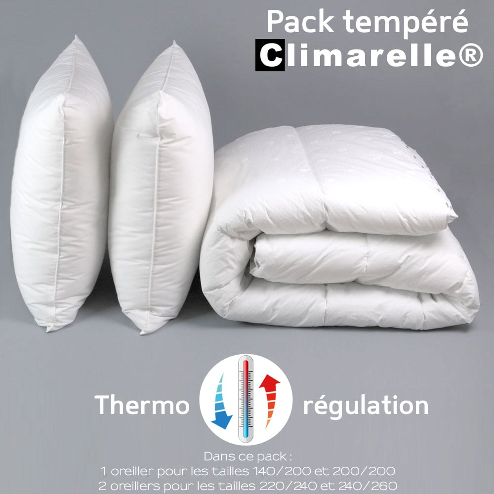 Pack Climarelle® Thermorégulation couette TEMPEREE + oreiller(s) 60/60