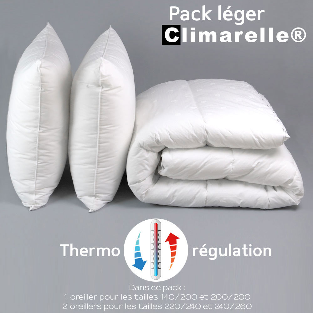 Pack Climarelle® Thermorégulation couette LEGERE + oreiller(s) 60/60