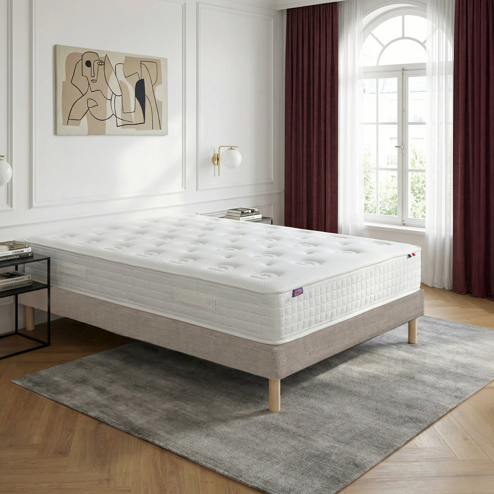 Ensemble lit - Matelas PLÉNITUDE + sommier - Beige