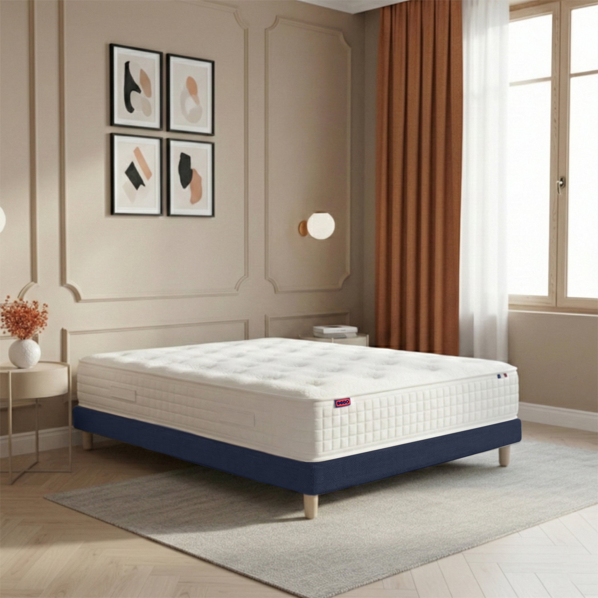 Ensemble lit - Matelas PLÉNITUDE + sommier - Bleu