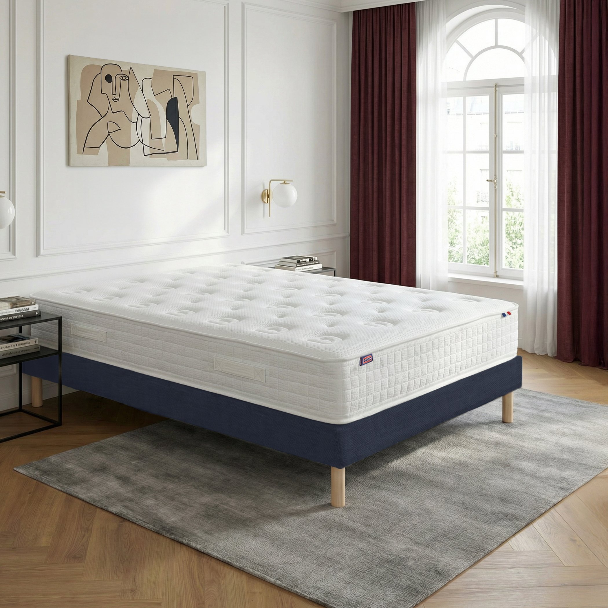 Ensemble lit - Matelas PLÉNITUDE + sommier - Bleu