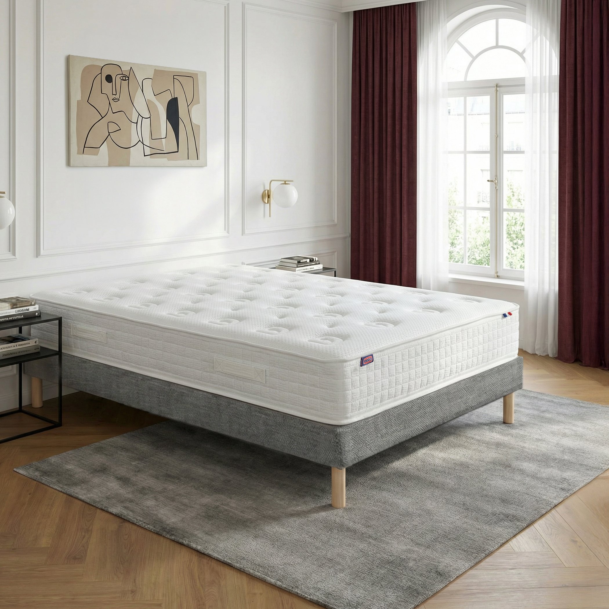 Ensemble lit - Matelas PLÉNITUDE + sommier - Gris