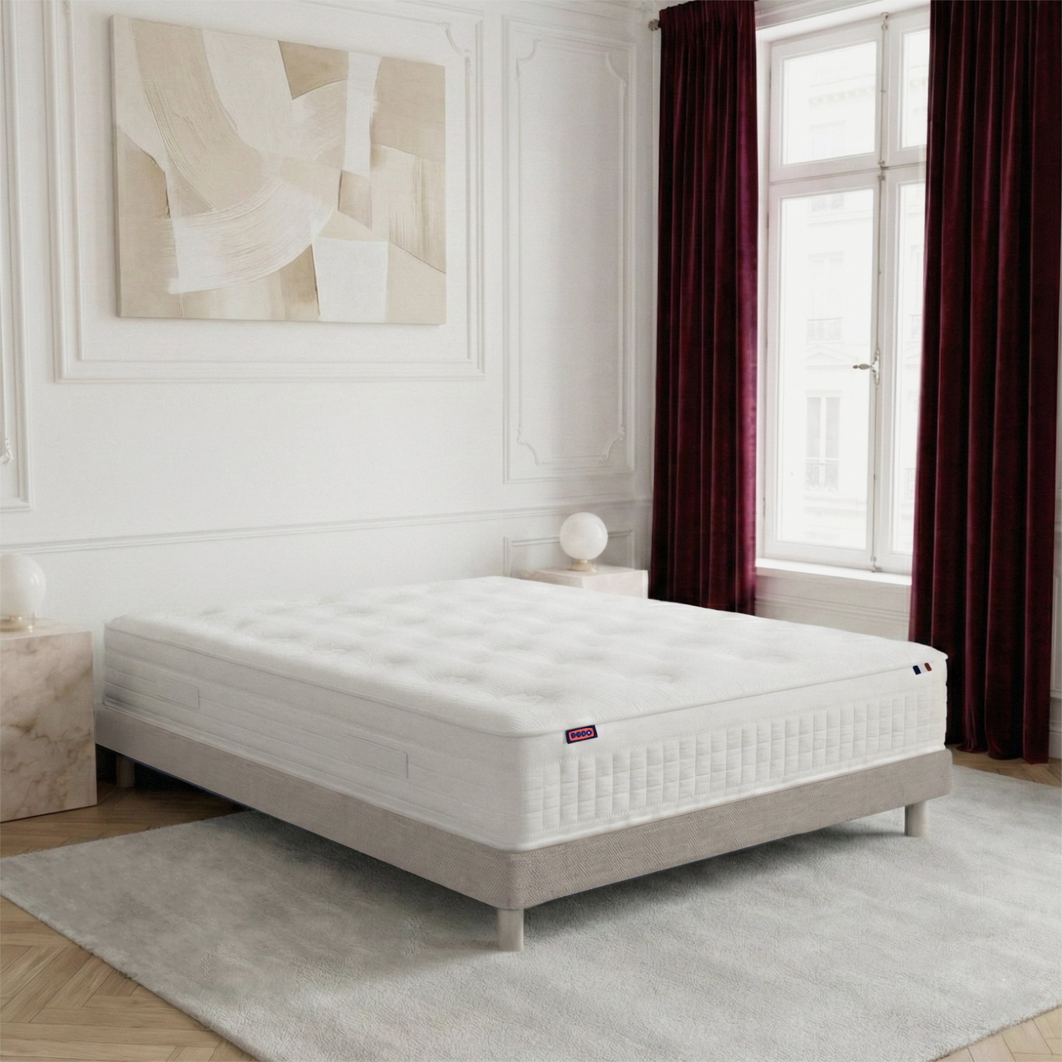 Ensemble lit - Matelas RENAISSANCE + sommier - Beige