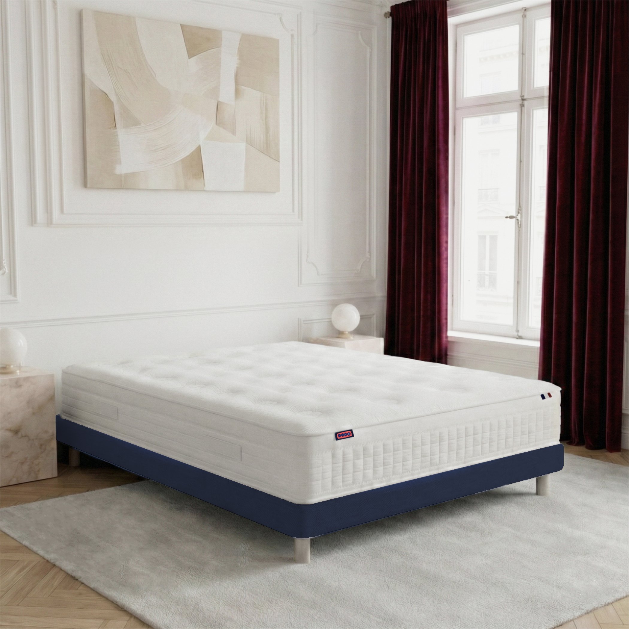 Ensemble lit - Matelas RENAISSANCE + sommier - Bleu