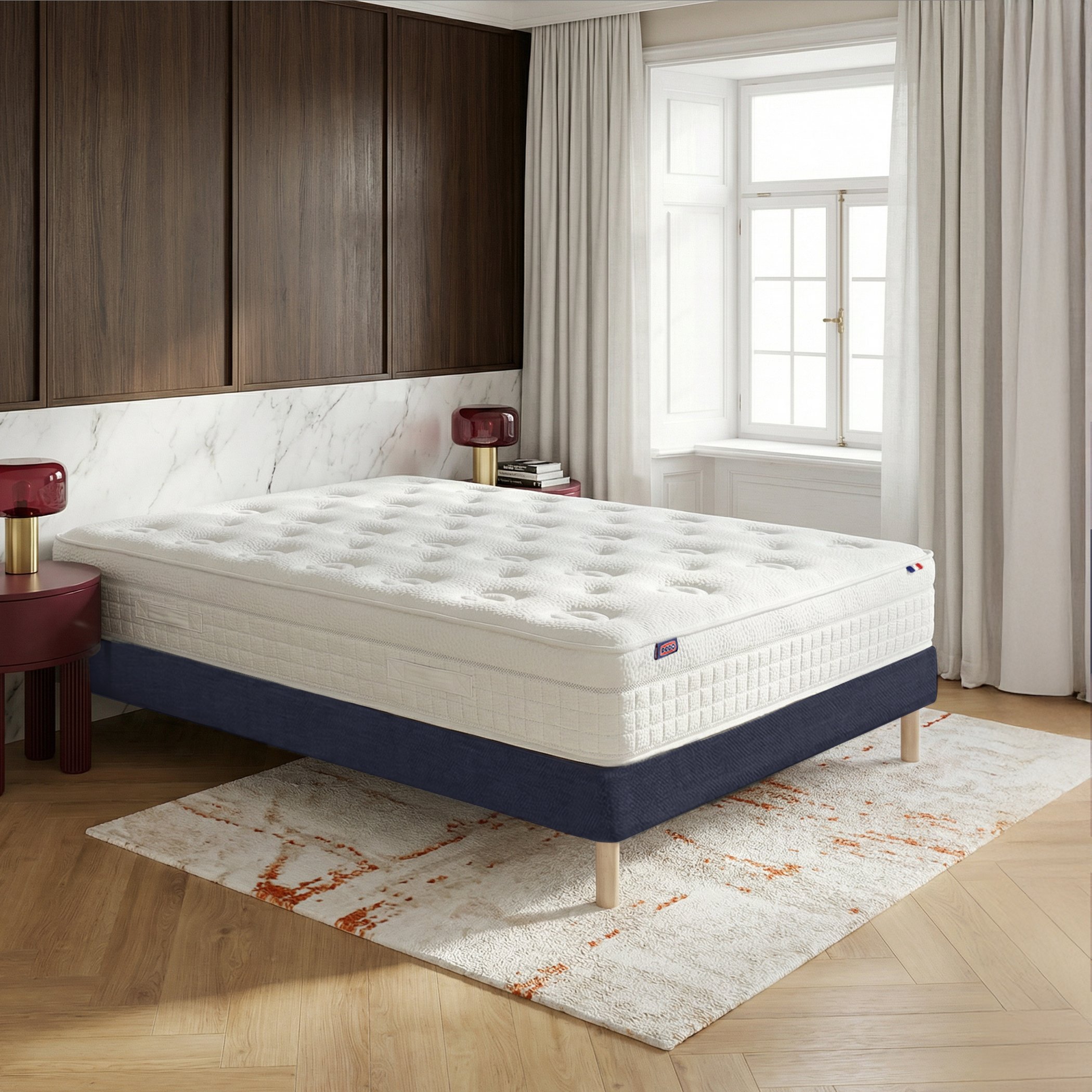 Ensemble lit - Matelas RENAISSANCE + sommier - Bleu