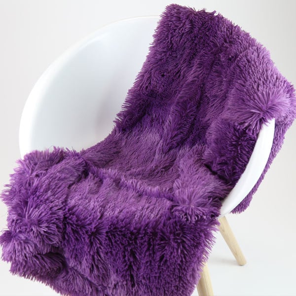 PLAID LONG POIL Coloris VIOLET GRISE