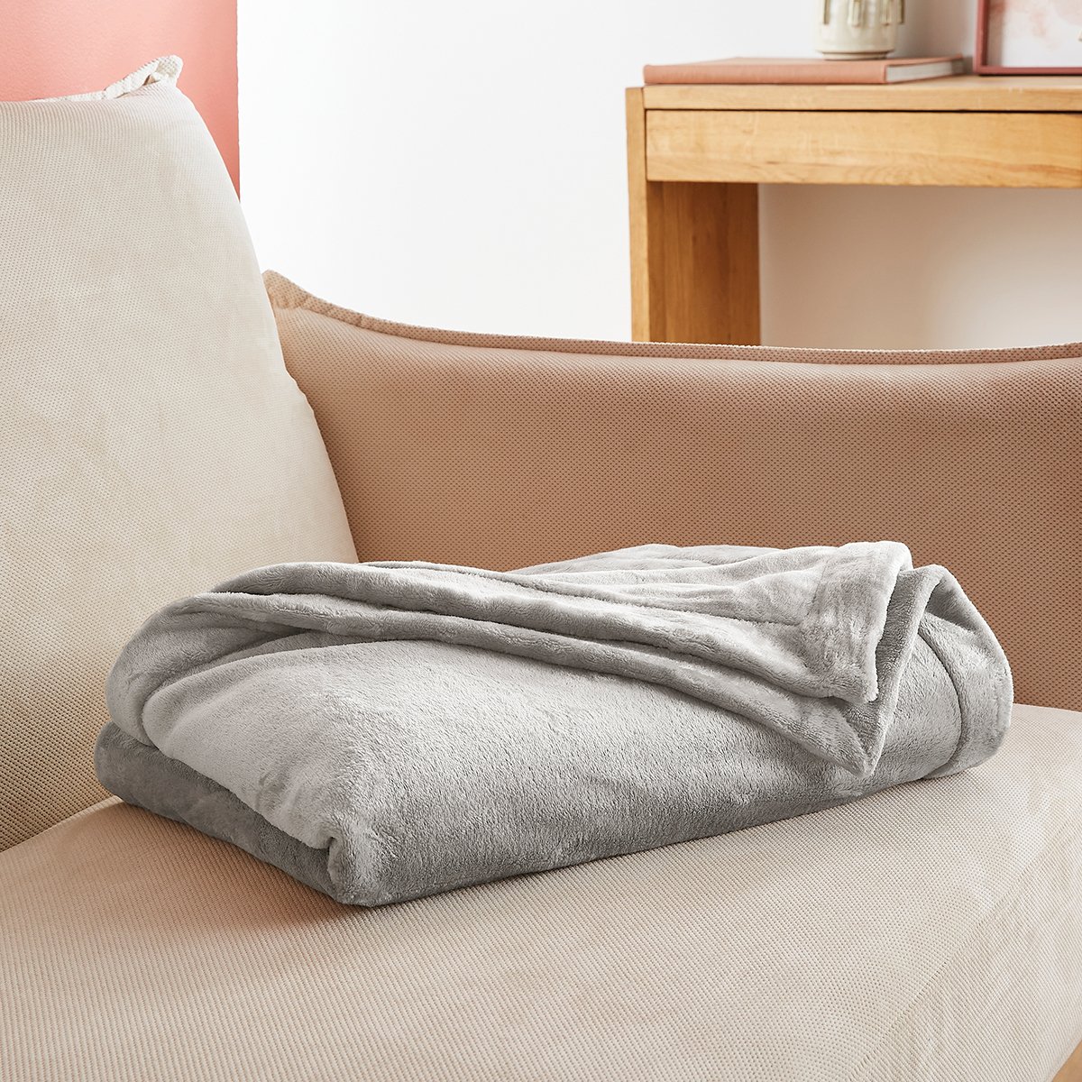 Plaid Polaire Extra Doux Coloris Gris Métal