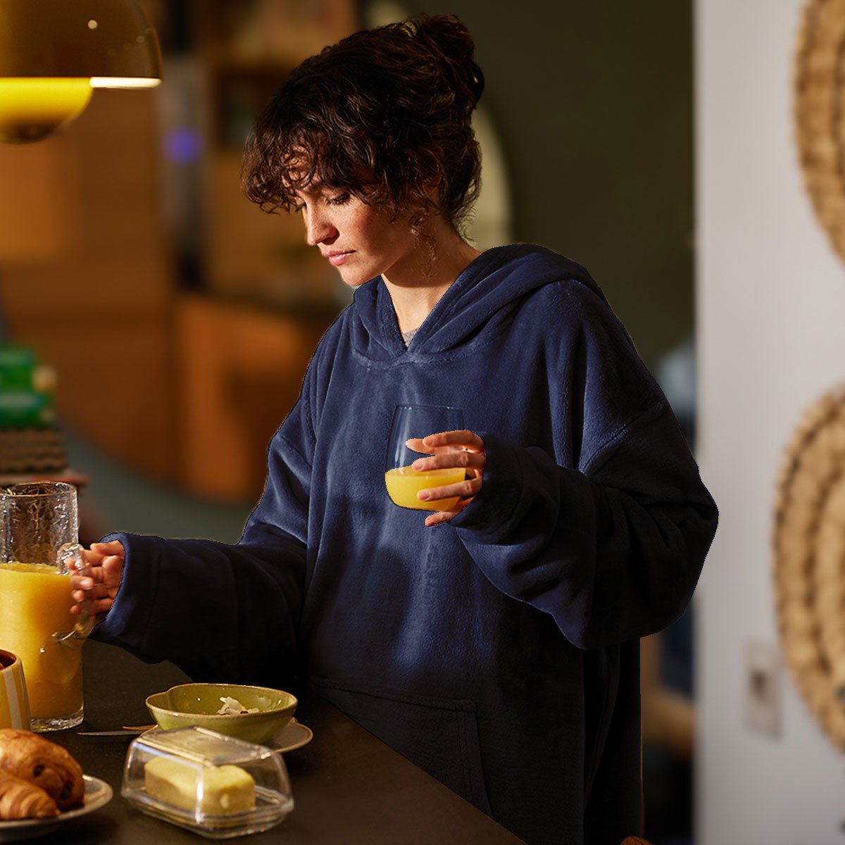 Plaidou polaire extra cocooning coloris bleu