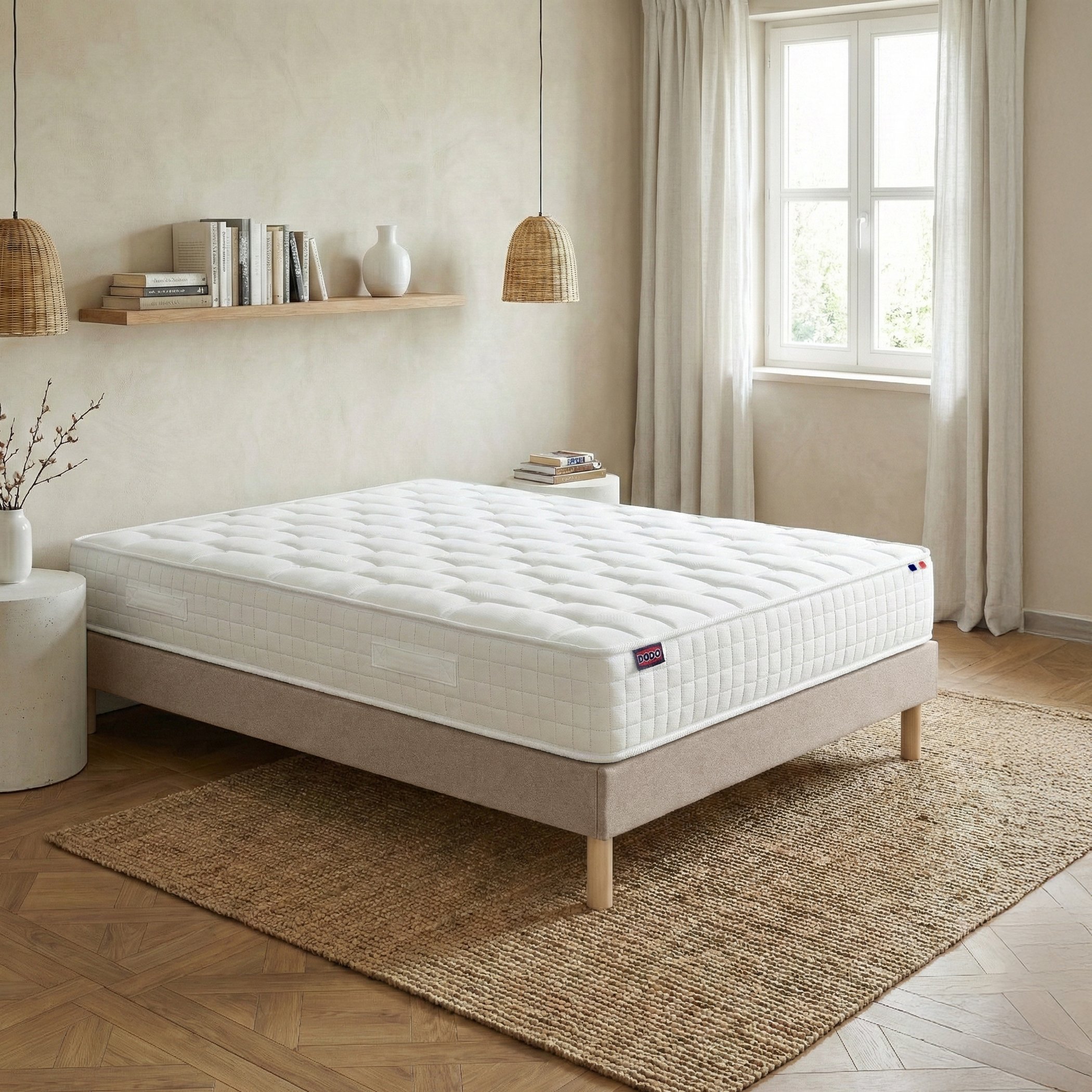 Ensemble lit - Matelas SÉRÉNITÉ + sommier - Beige