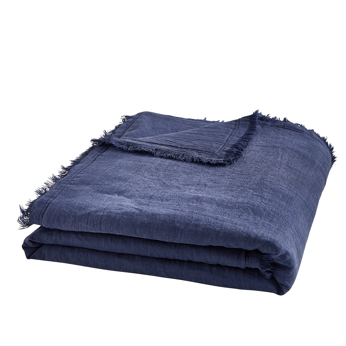 Plaid garni Brunelle - Bleu marine