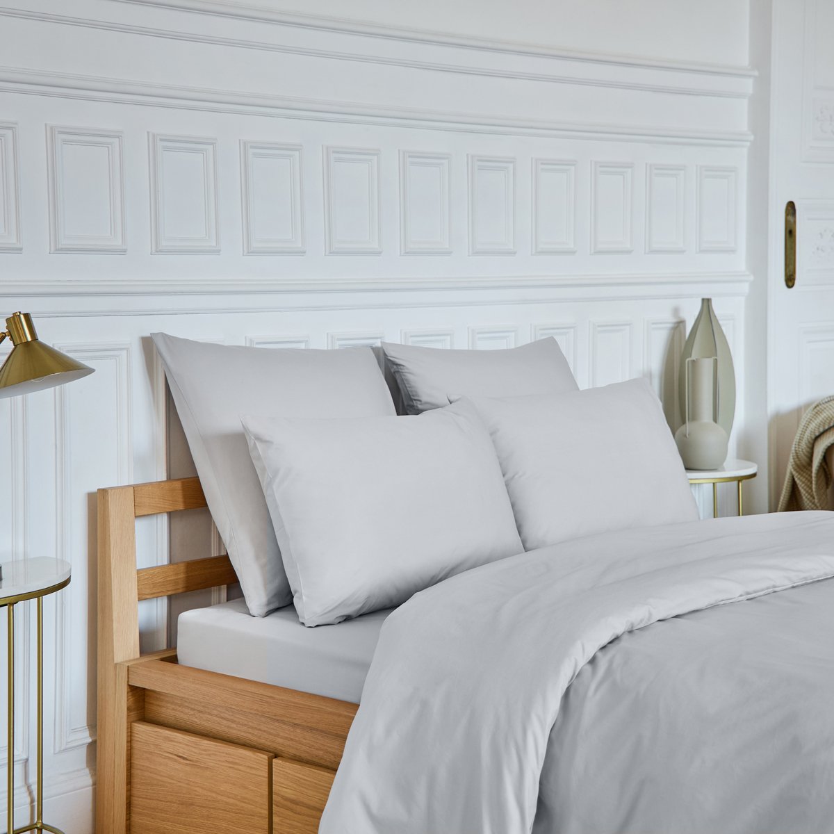 Drap housse Amance - Gris perle