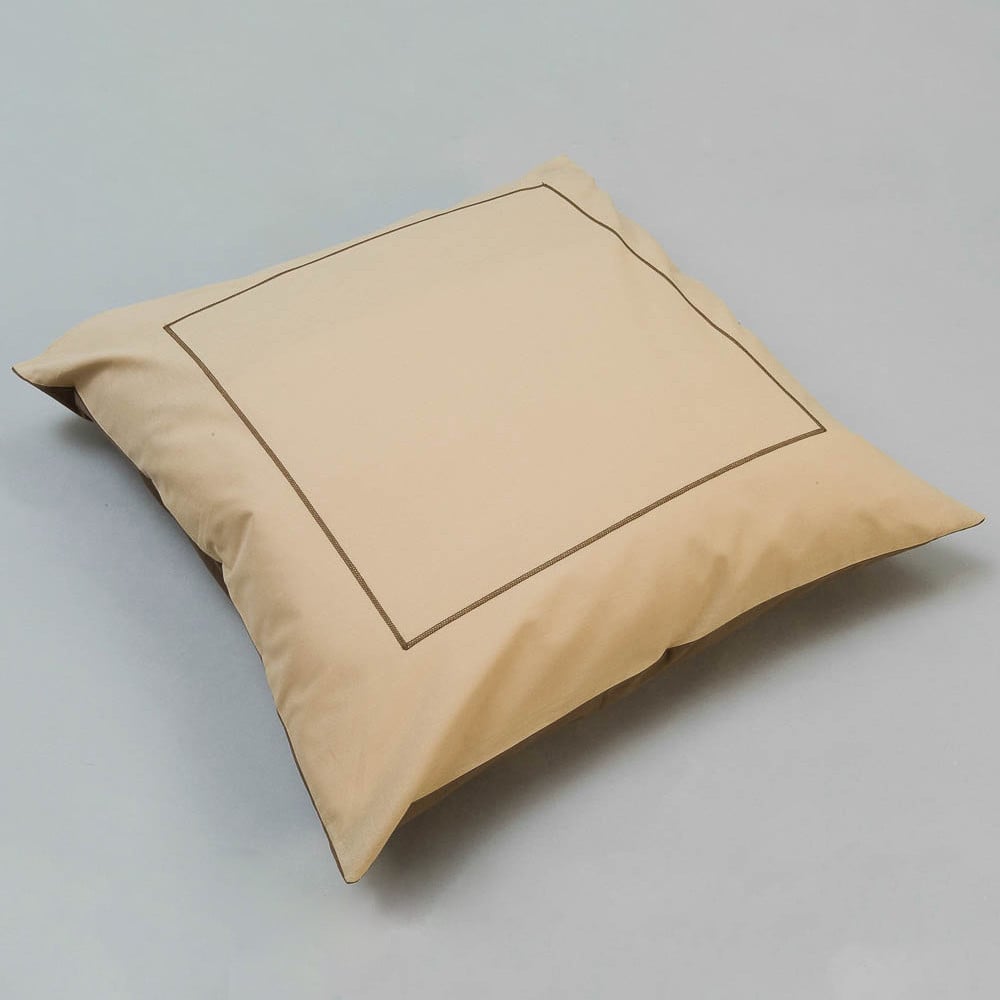 Taie d'oreiller bicolore coloris Dune/Taupe